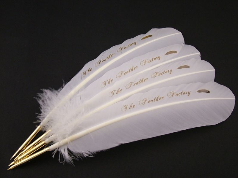 Personalised Engraved Turkey Quill Feather Nib Pen For Wedding And Events